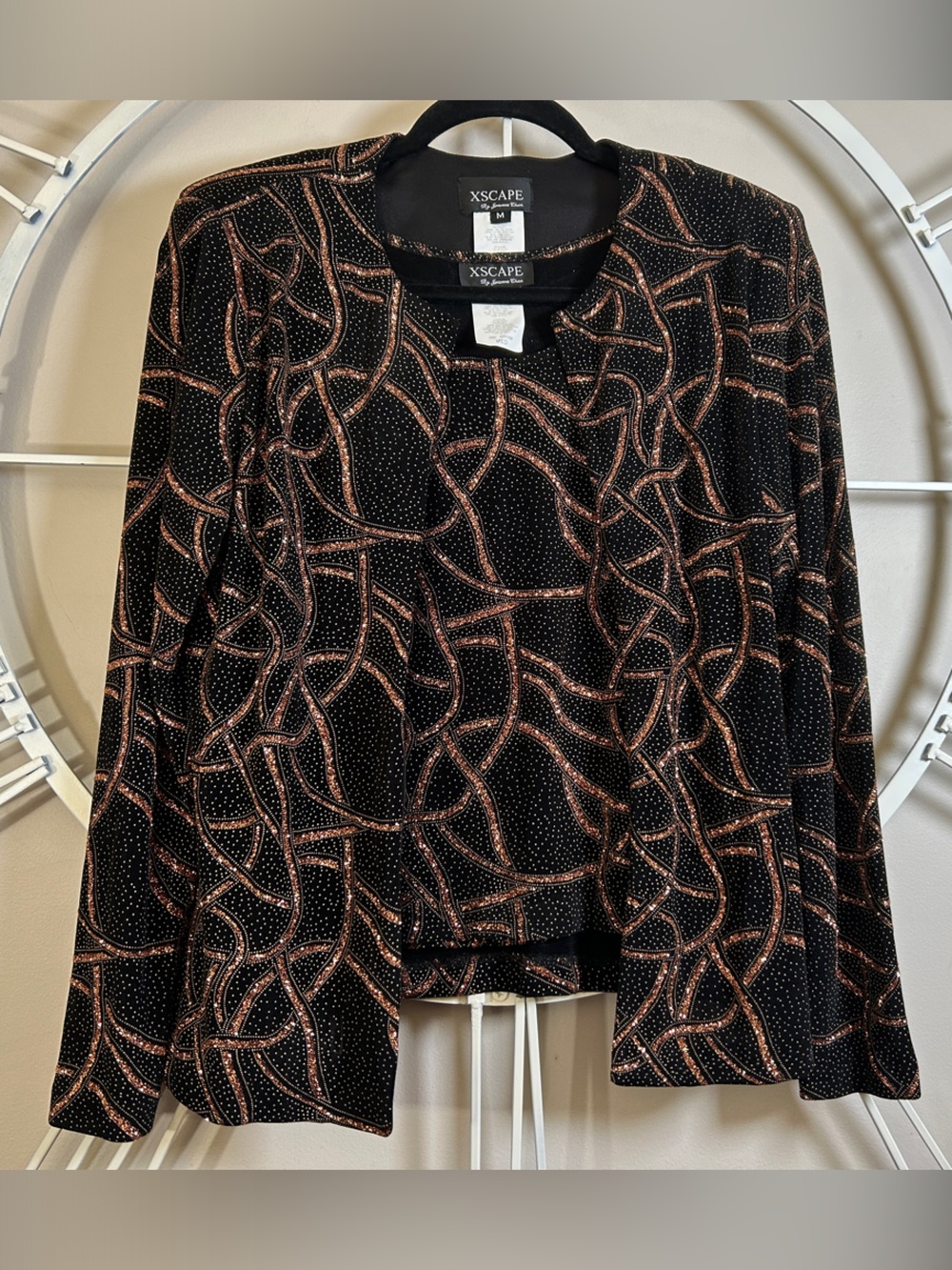 Xscape by Joanna Chen Blazer Black w Copper Swirl Accents & Matching Tank Shell